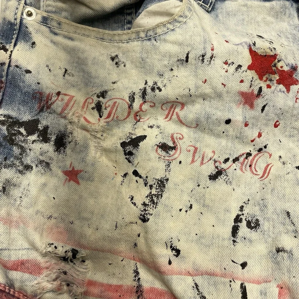 Vintage SouthPole Skinny‎ Jeans 34x32 Graffiti Alpha Omega Paint Skater Y2K